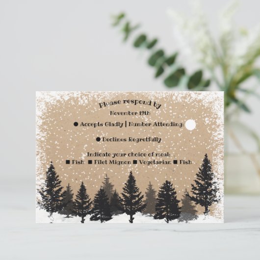 UAwg "Woodland Pine Trees Winter Snow" Einladung (Stehend Vorderseite)