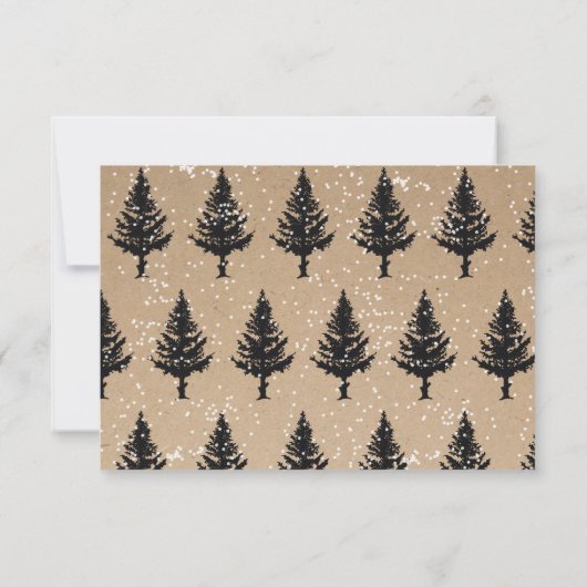 UAwg "Woodland Pine Trees Winter Snow" Einladung (Rückseite)