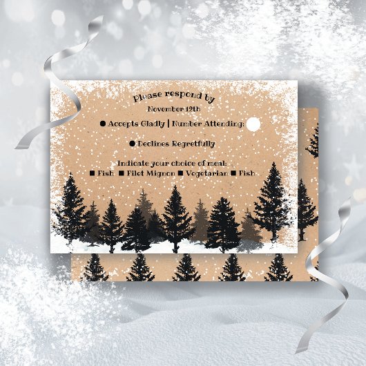 UAwg "Woodland Pine Trees Winter Snow" Einladung