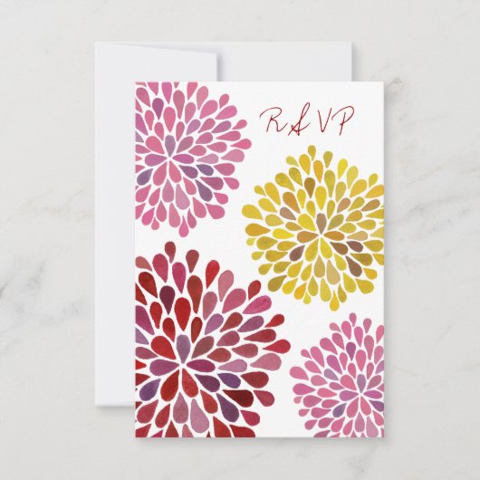 UAWG Yellow Red Pink Blume Blüten Hochzeitskarte RSVP Karte (Vorderseite)