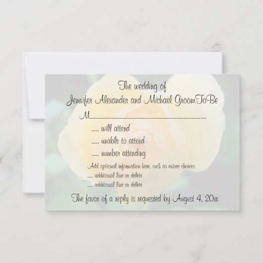 UAWG Yellow Rose RSVP Karte (Rückseite)