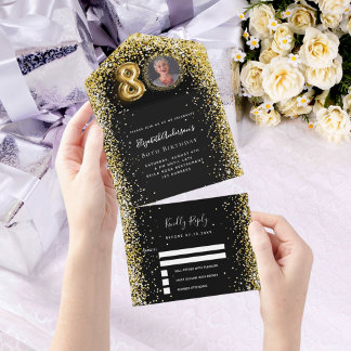 uAwg zum 80. Geburtstag mit schwarzem Foto All In One Einladung