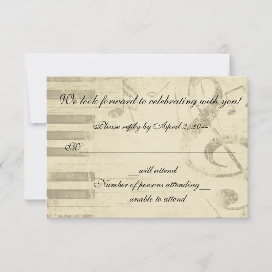 UAwg zum Hochzeitsempfang von Musikmusik RSVP Karte (Vorderseite)