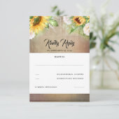 UAwg zur Sonnenblume und Weißrosen-Hochzeit im Her RSVP Karte (Stehend Vorderseite)