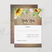 UAwg zur Sonnenblume und Weißrosen-Hochzeit im Her RSVP Karte (Vorne/Hinten)