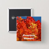 Übe Humor! Knöpfe Orange Herbstlaub Button (Vorne & Hinten)