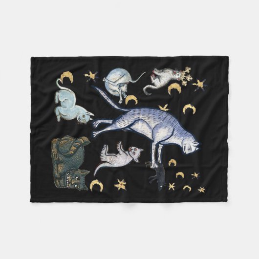Übele mittelalterliche Katzen Fleecedecke (Vorderseite (Horizontal))