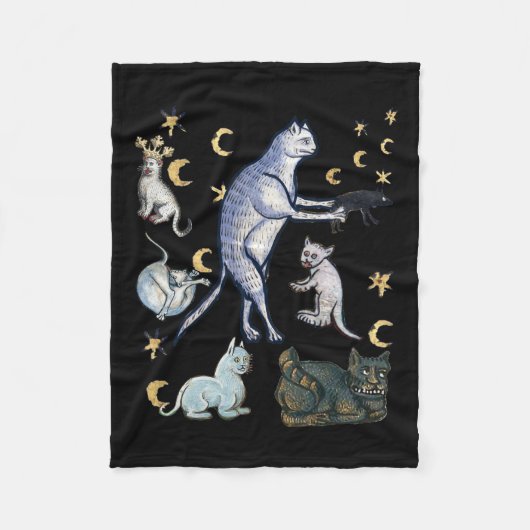 Übele mittelalterliche Katzen Fleecedecke (Vorderseite)