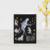 Übele mittelalterliche Katzen Karte (Gelbe Blume)