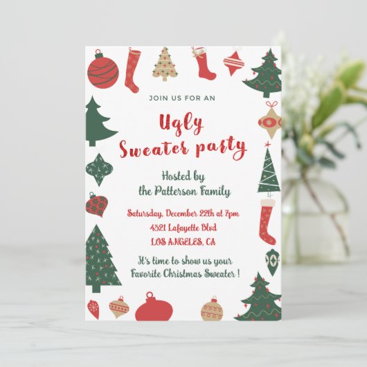 Übele Pullover-Party Einladung (Stehend Vorderseite)
