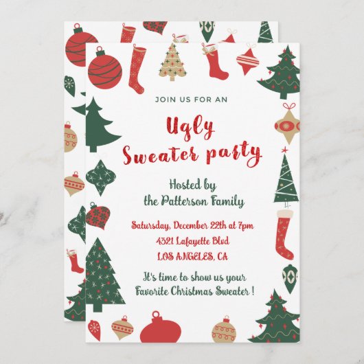 Übele Pullover-Party Einladung (Vorne/Hinten)