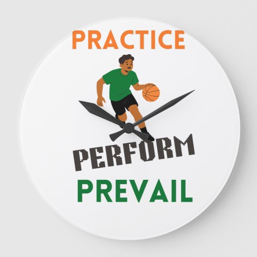 Üben. Auftreten. Siegen. Basketball Motivation Große Wanduhr (Vorderseite)