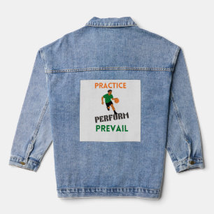 Üben. Auftreten. Siegen. Basketball-Motivation Jeansjacke