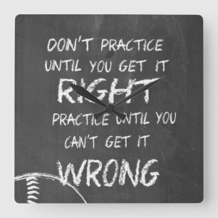 Üben Sie Baseball-Motivation auf der Tafel Quadratische Wanduhr