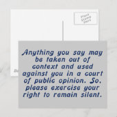 Üben Sie Ihr Urteil aus und behielt Sie den Mund z Postkarte (Vorne/Hinten)