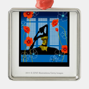 Übendes Yoga der Frau Ornament Aus Metall