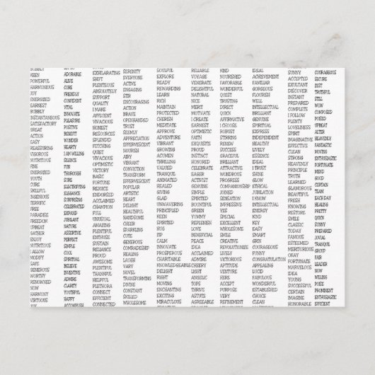 Über 600 positive Worte! Postkarte (Vorderseite)