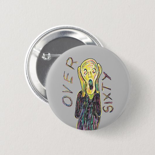 Über 60 Jahre alt Button Abzeichen 61. (Vorne & Hinten)