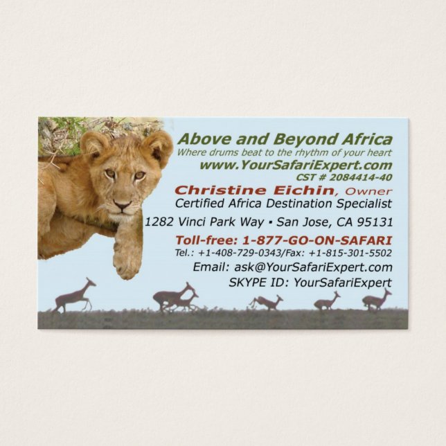 Über Afrika hinaus Ihr afrikanischer Safari-Expert (Vorderseite)