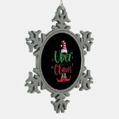 Uber Claus Funny Santa Family - passendes Geschenk Schneeflocken Zinn-Ornament (Links)