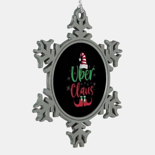 Uber Claus Funny Santa Family - passendes Geschenk Schneeflocken Zinn-Ornament (Links)