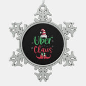 Uber Claus Funny Santa Family - passendes Geschenk Schneeflocken Zinn-Ornament (Vorderseite)