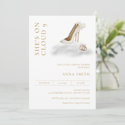 Über Cloud 9 Brautparty Modernes Minimalistisch Einladung (Stehend Vorderseite)