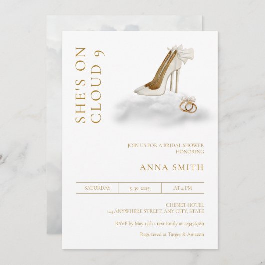 Über Cloud 9 Brautparty Modernes Minimalistisch Einladung (Vorne/Hinten)