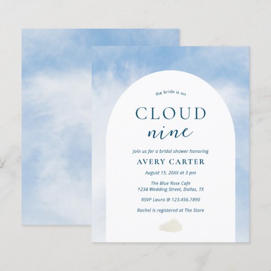 Über Cloud 9 Budget Bridal Dusche Einladung (Vorne/Hinten)