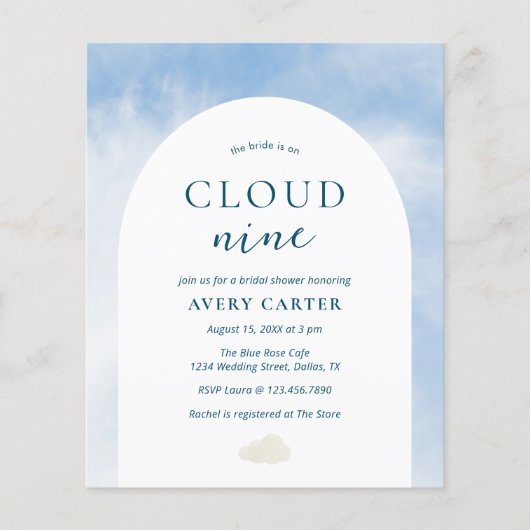 Über Cloud 9 Budget Bridal Dusche Einladung (Vorderseite)