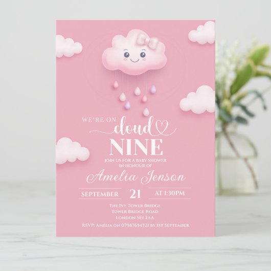 Über Cloud Nine Baby Shower Einladungen (Stehend Vorderseite)