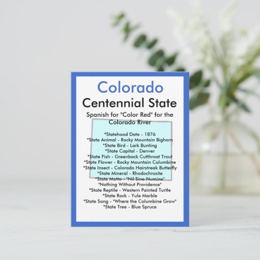 Über Colorado Postkarte (Stehend Vorderseite)