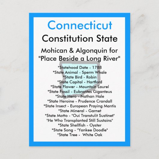 Über Connecticut Postkarte (Vorderseite)