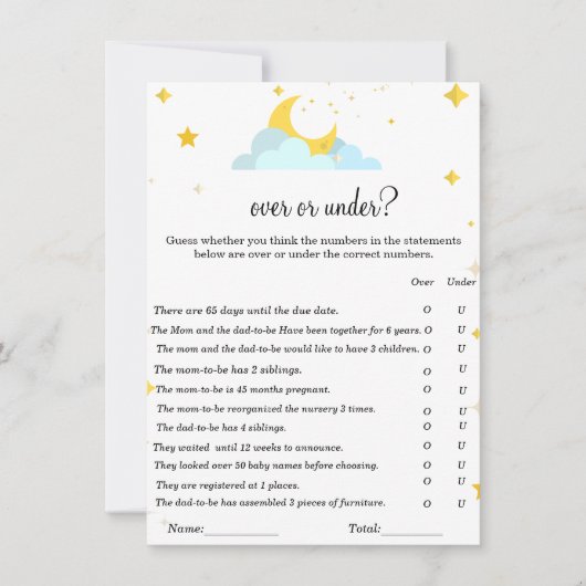 Über das Moon Thema|Über oder unter Babydusche Einladung (Vorderseite)