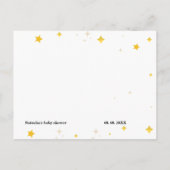 Über das Moon Thema|Über oder unter Babydusche Postkarte (Rückseite)