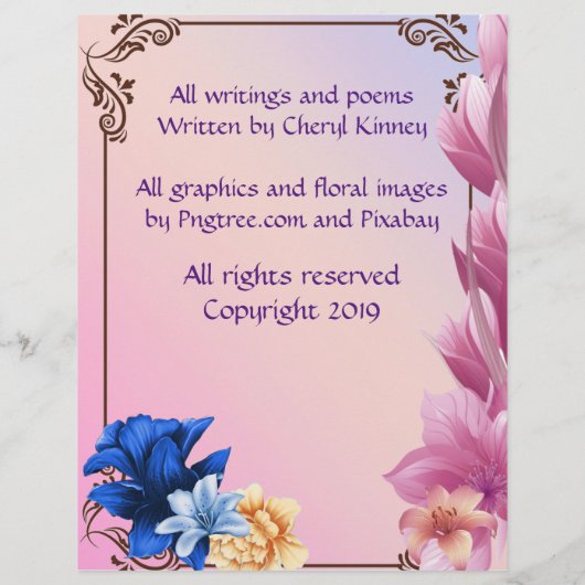 Über das Personalisierte Papier des Autors Cheryl (Rückseite)