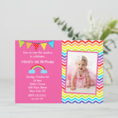 Über das Rainbow Foto Geburtstag Einladungen (Stehend Vorderseite)