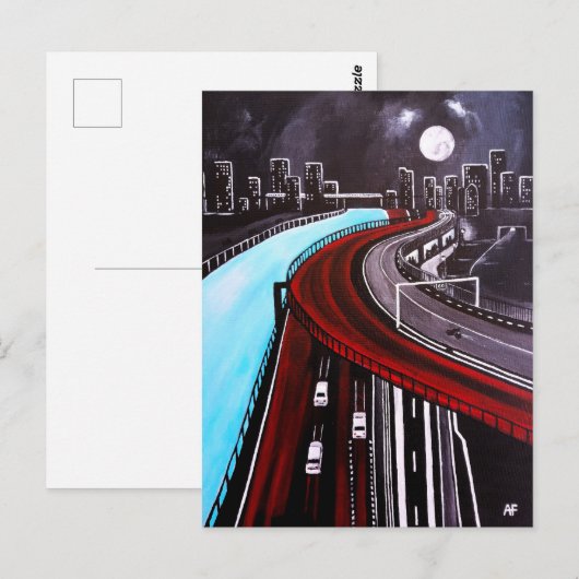 Über dem blauen Gemälde von Alfred Fox schwebend Postkarte (Vorne/Hinten)