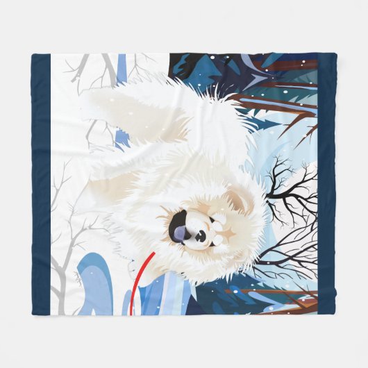 ÜBER DEM FLUSS Creme Chow Fleece Decke (Vorderseite (Horizontal))