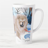 ÜBER DEM FLUSS Fawn Chow Latte Tasse mit Text (Rechts)