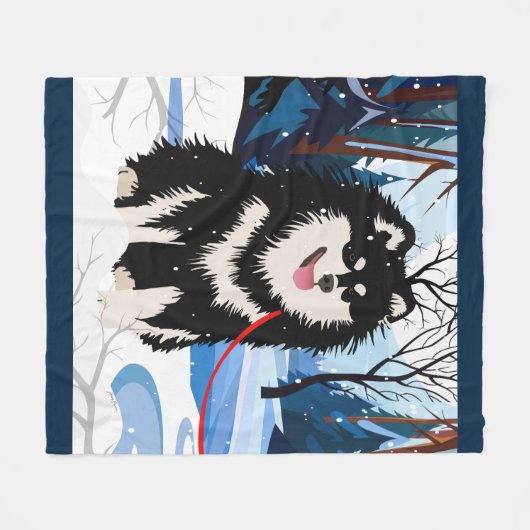 ÜBER DEM FLUSS Finnischer Lapphund Fleece Decke (Vorderseite (Horizontal))