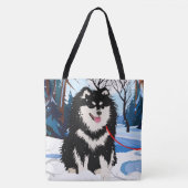 ÜBER DEM FLUSS Finnischer Lapphund Tote Tag Tasche (Vorderseite)