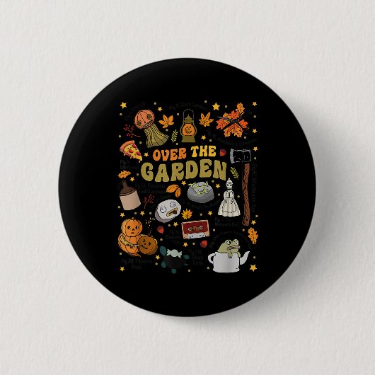 Über dem Halloween Garden Wall Pumpkin Fall Danke Button (Vorderseite)