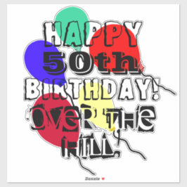 Über dem Hill 50. Geburtstag Balloons Vinyl Aufkleber