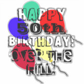 Über dem Hill 50. Geburtstag Balloons Vinyl Aufkleber (Vorderseite)
