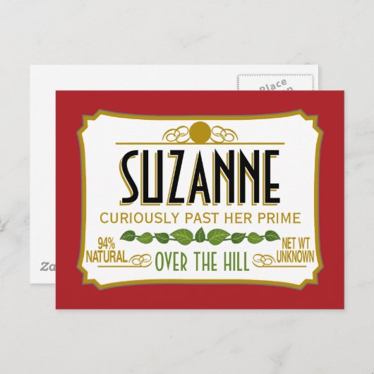 Über dem Hügel Funny Birthday Party Postkarte (Vorne/Hinten)