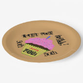 Über dem Hügel Personalisierte rosa Cupcake-Teller Pappteller (Schrägansicht)