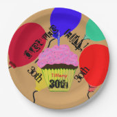 Über dem Hügel rosa Cupcake Balloons Teller (Vorderseite)