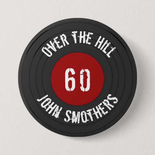 Über dem Hügelnamensalter Vinyl Rock'n'Roll Record Button (Vorderseite)