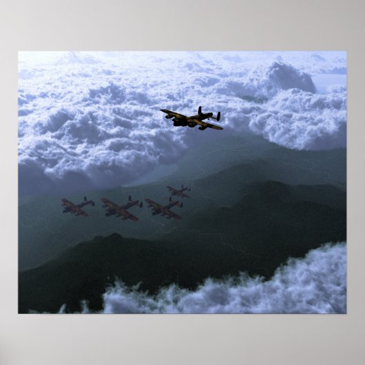 Über dem Meer der Wolken Lancaster Bombers Poster (Vorne)
